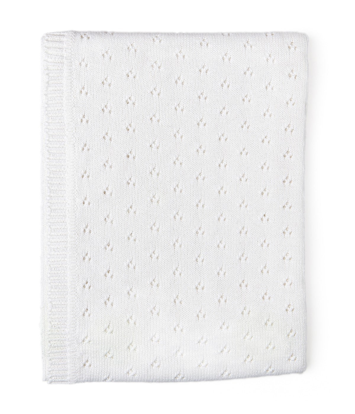 Baby Boys and Baby Girls Cotton Layette Pointelle Knit Baby Blanket White
