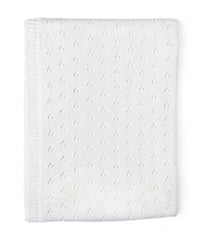 Baby Boys and Baby Girls Cotton Layette Pointelle Knit Baby Blanket White