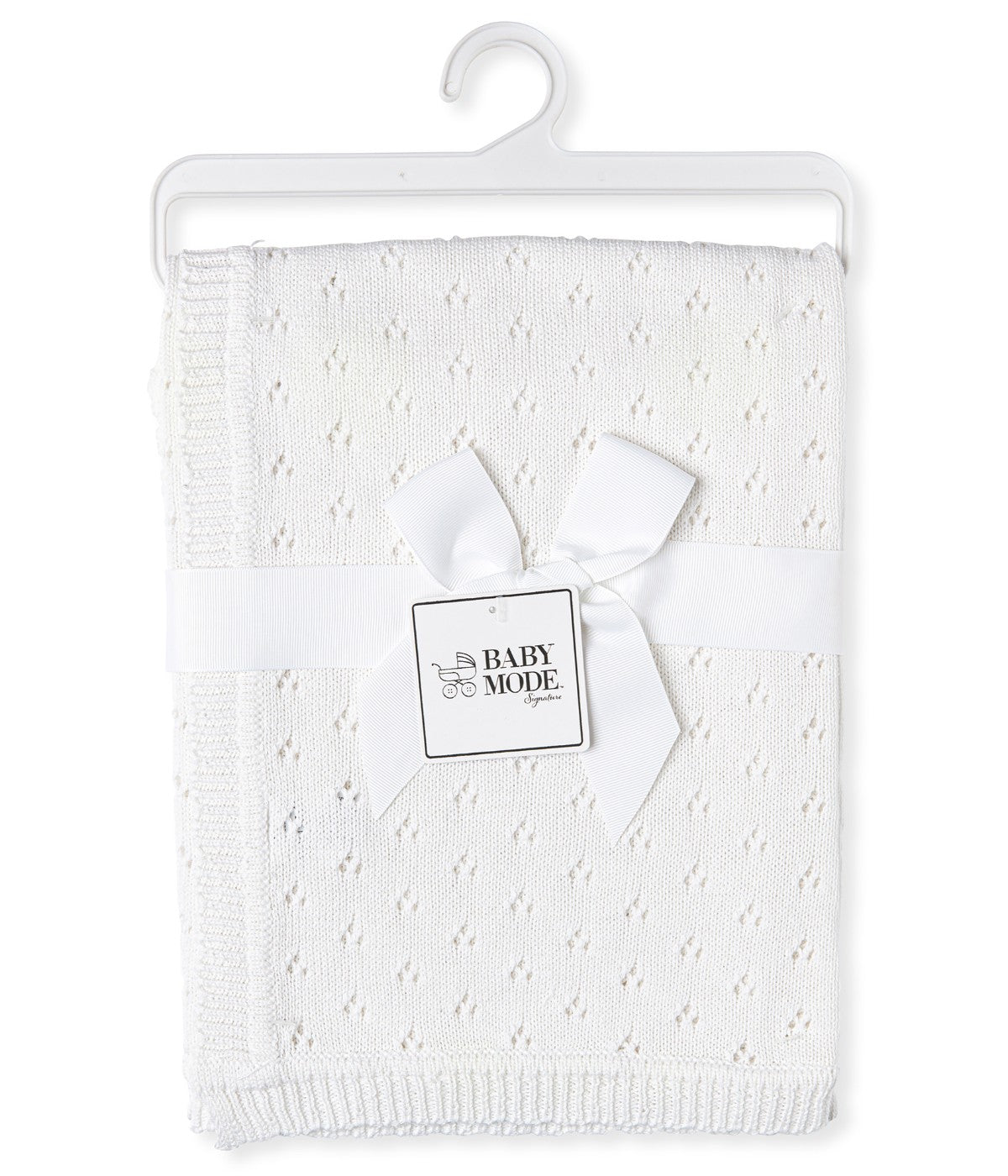  Jesse & Lulu Baby Boys and Baby Girls Cotton Layette Pointelle Knit Baby Blanket White - White - Bonton