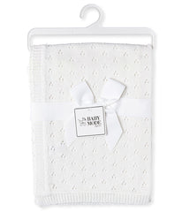 Baby Boys and Baby Girls Cotton Layette Pointelle Knit Baby Blanket White