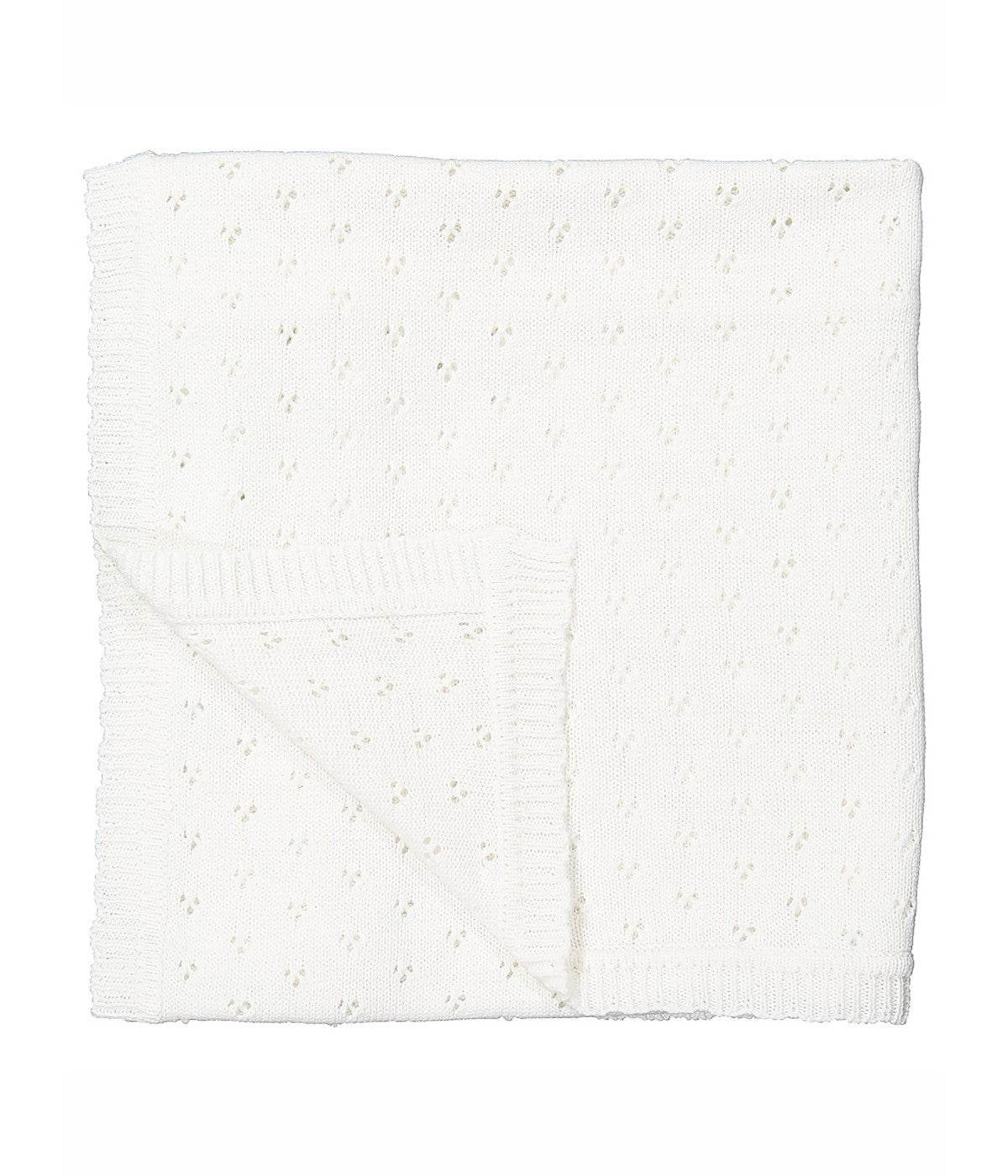  Jesse & Lulu Baby Boys and Baby Girls Cotton Layette Pointelle Knit Baby Blanket White - White - Bonton