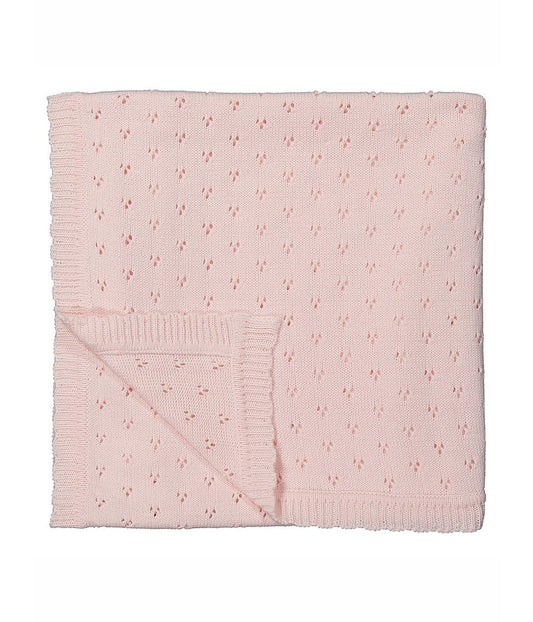 Baby Boys and Baby Girls Cotton Layette Pointelle Knit Baby Blanket Pink