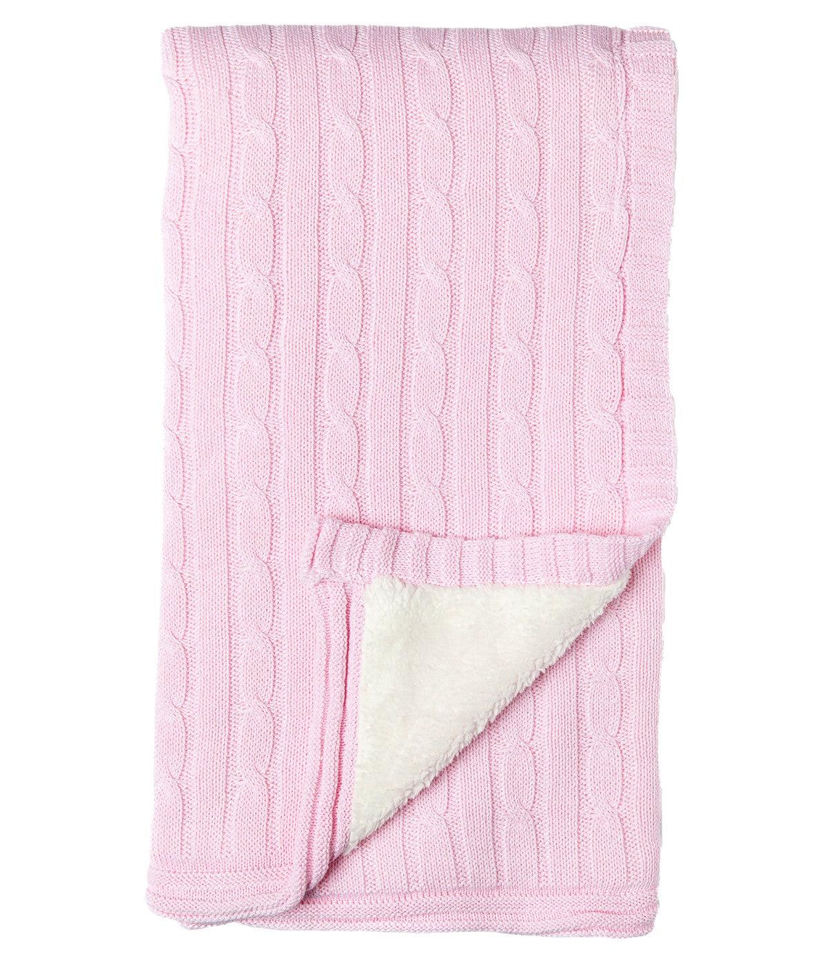  Jesse & Lulu Baby Boys and Baby Girls Cotton Cable Knit Sherpa Baby Blanket Pink - Pink - Bonton