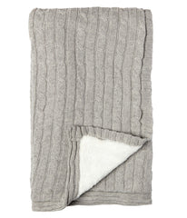 Baby Boys and Baby Girls Cotton Cable Knit Sherpa Baby Blanket Gray