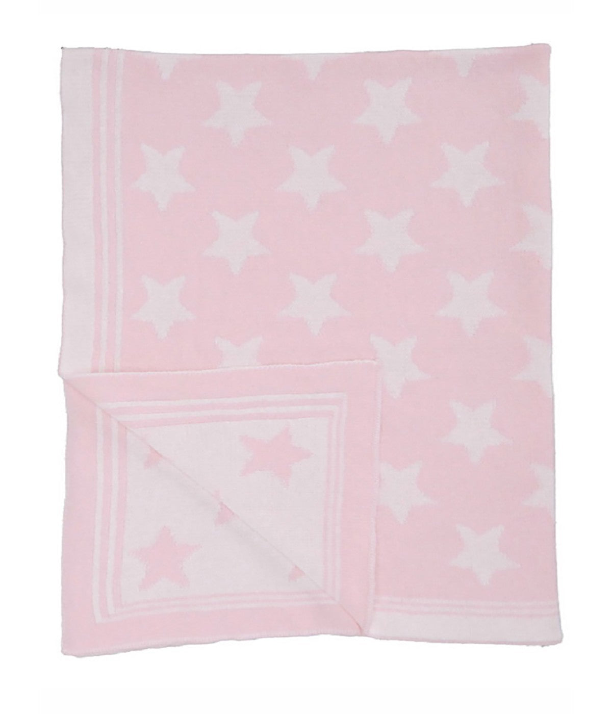  Jesse & Lulu Baby Boys and Baby Girls Knitted Cotton Stars Baby Blanket Pink and White - Pink and White - Bonton