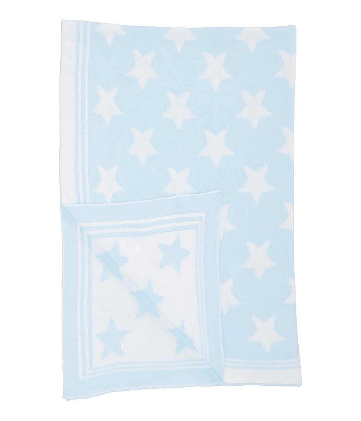  Jesse & Lulu Baby Boys and Baby Girls Knitted Cotton Stars Baby Blanket Blue and White - Blue and White - Bonton