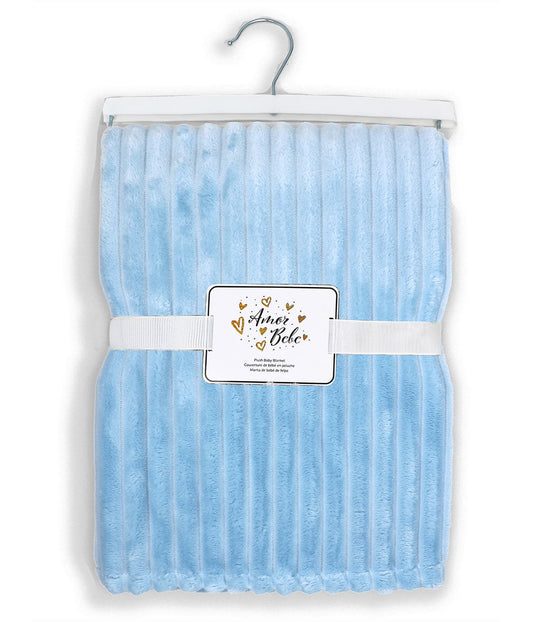 Baby Boys and Baby Girls Striped Plush Baby Blanket Blue