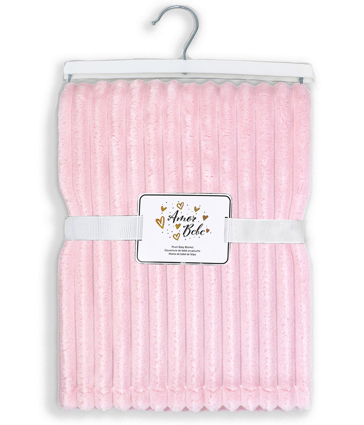  Jesse & Lulu Baby Boys and Baby Girls Striped Plush Baby Blanket Pink - Pink - Bonton