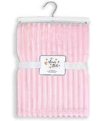 Baby Boys and Baby Girls Striped Plush Baby Blanket Pink