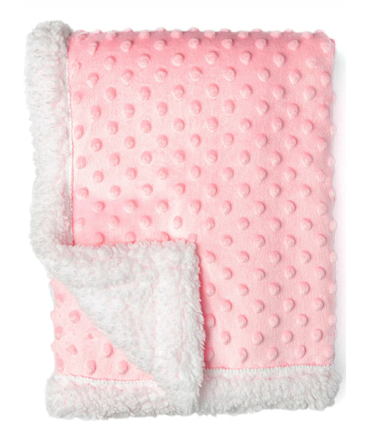 Baby Boys and Baby Girls Popcorn Minky Sherpa Baby Blanket Pink