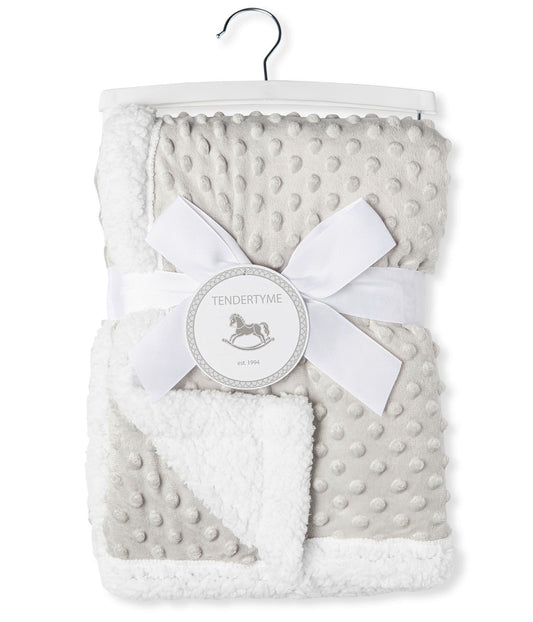 Baby Boys and Baby Girls Popcorn Minky Sherpa Baby Blanket Gray