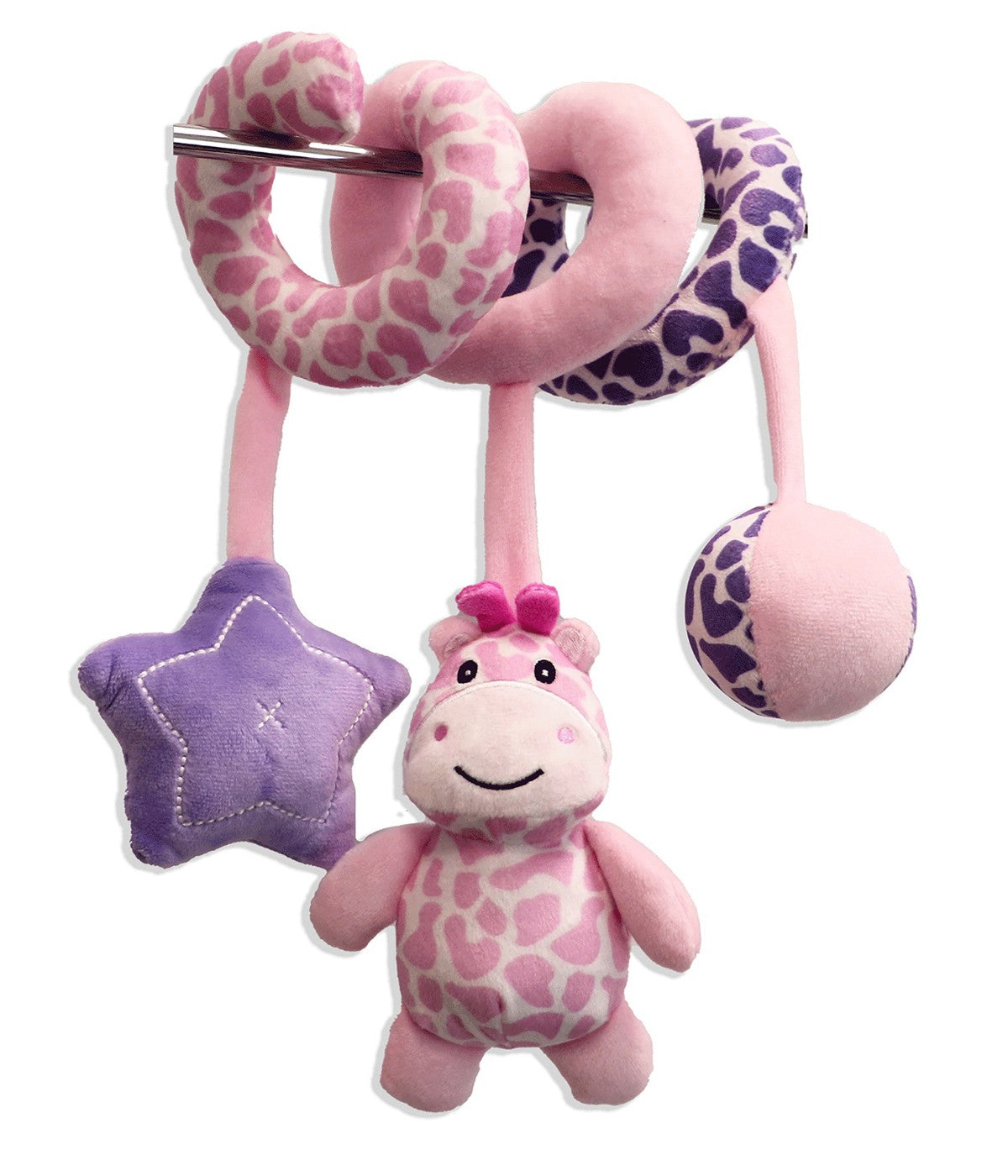  Jesse & Lulu Baby Boys and Baby Girls Bright Spiral Activity Toy Pink Giraffe - Pink Giraffe - Bonton