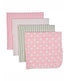  Jesse & Lulu Baby Boys and Baby Girls Cotton Flannel Stars 4 Pc Baby Receiving Blankets Pink - Pink - Bonton