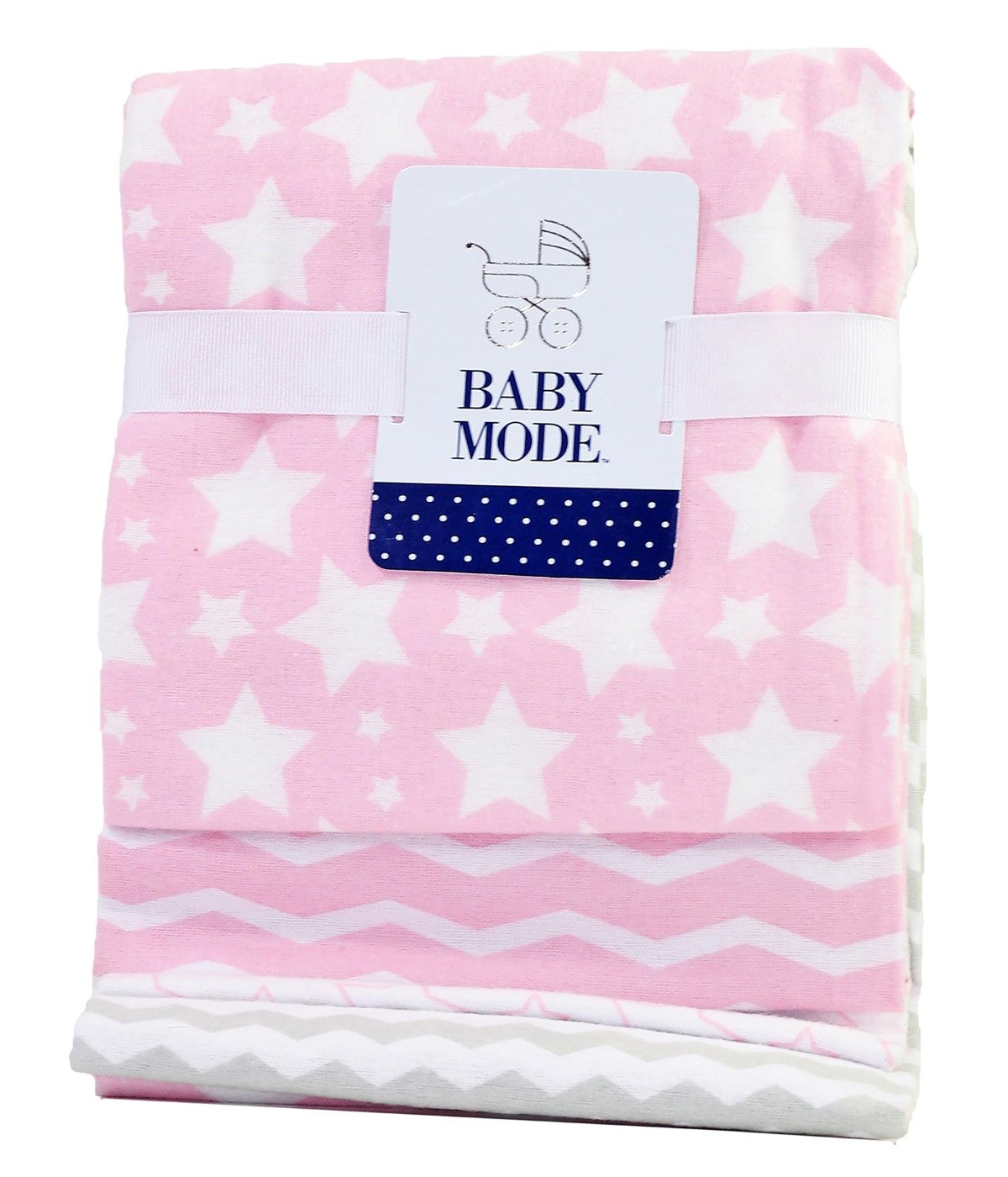 Baby Boys and Baby Girls Cotton Flannel Stars 4 Pc Baby Receiving Blankets Pink