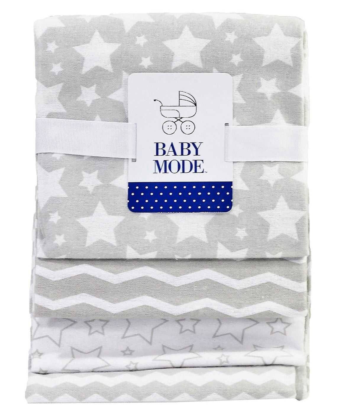  Jesse & Lulu Baby Boys and Baby Girls Cotton Flannel Stars 4 Pc Baby Receiving Blankets Gray - Gray - Bonton