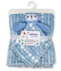 Baby Boys and Baby Girls Baby Blanket with Animal Lovey Nunu Gift Set Blue Monkey