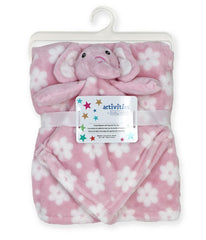 Baby Boys and Baby Girls Baby Blanket with Animal Lovey Nunu Gift Set Pink Elephant