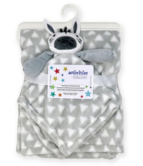 Baby Boys and Baby Girls Baby Blanket with Animal Lovey Nunu Gift Set Gray Zebra