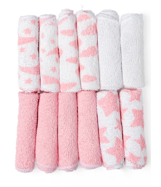 Baby Boys and Girls 12 Baby Washcloths Gift Set Pink