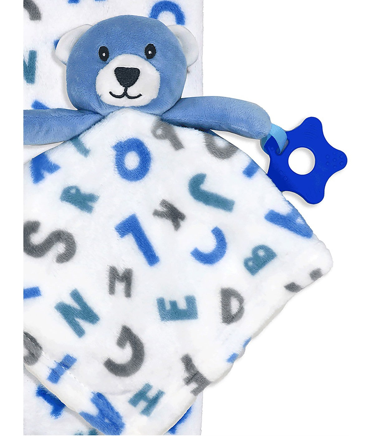  Jesse & Lulu Baby Boys and Girls Blanket with Nunu and Teether Blue - Blue - Bonton