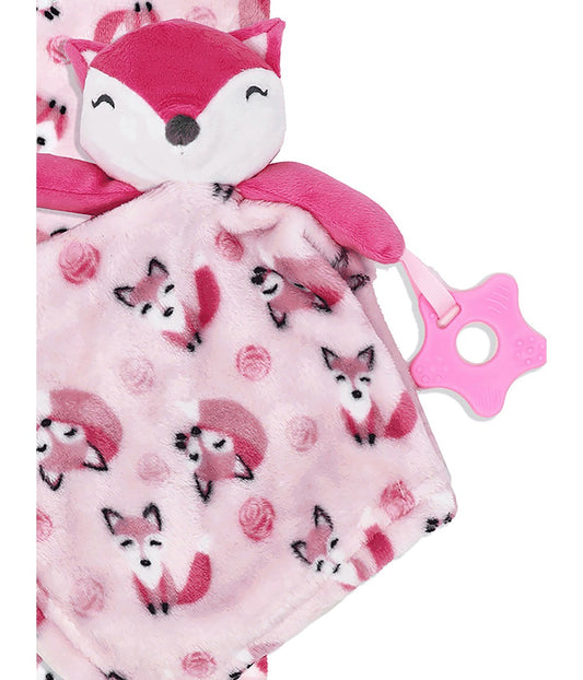 Baby Boys and Girls Blanket with Nunu and Teether Pink