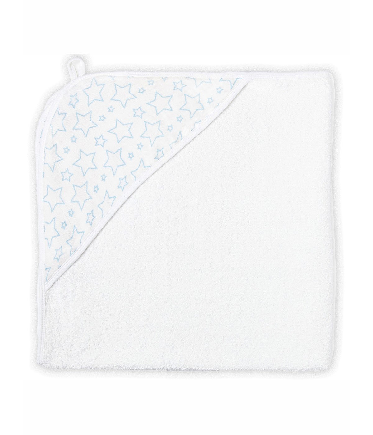  Jesse & Lulu Baby Boys and Girls Star Muslin Lined Hooded Towel Blue - Blue - Bonton