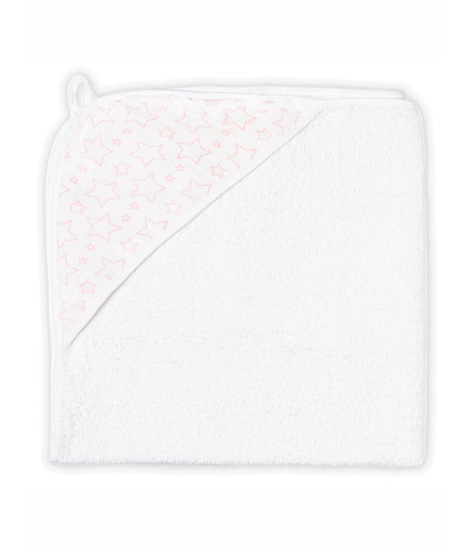 Baby Boys and Girls Star Muslin Lined Hooded Towel Pink