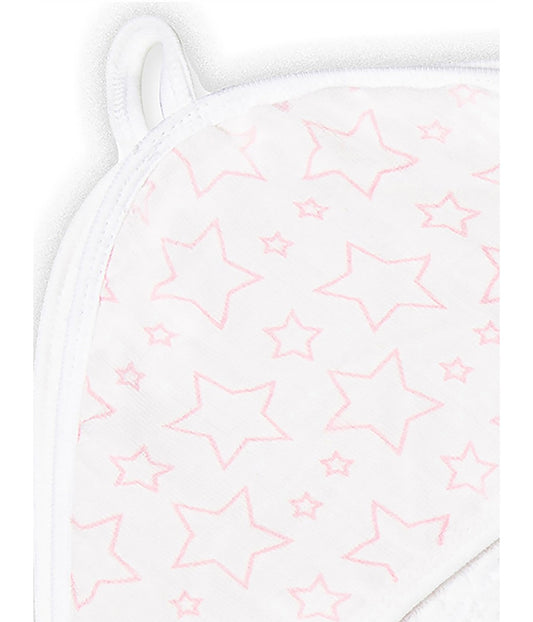 Baby Boys and Girls Star Muslin Lined Hooded Towel Pink