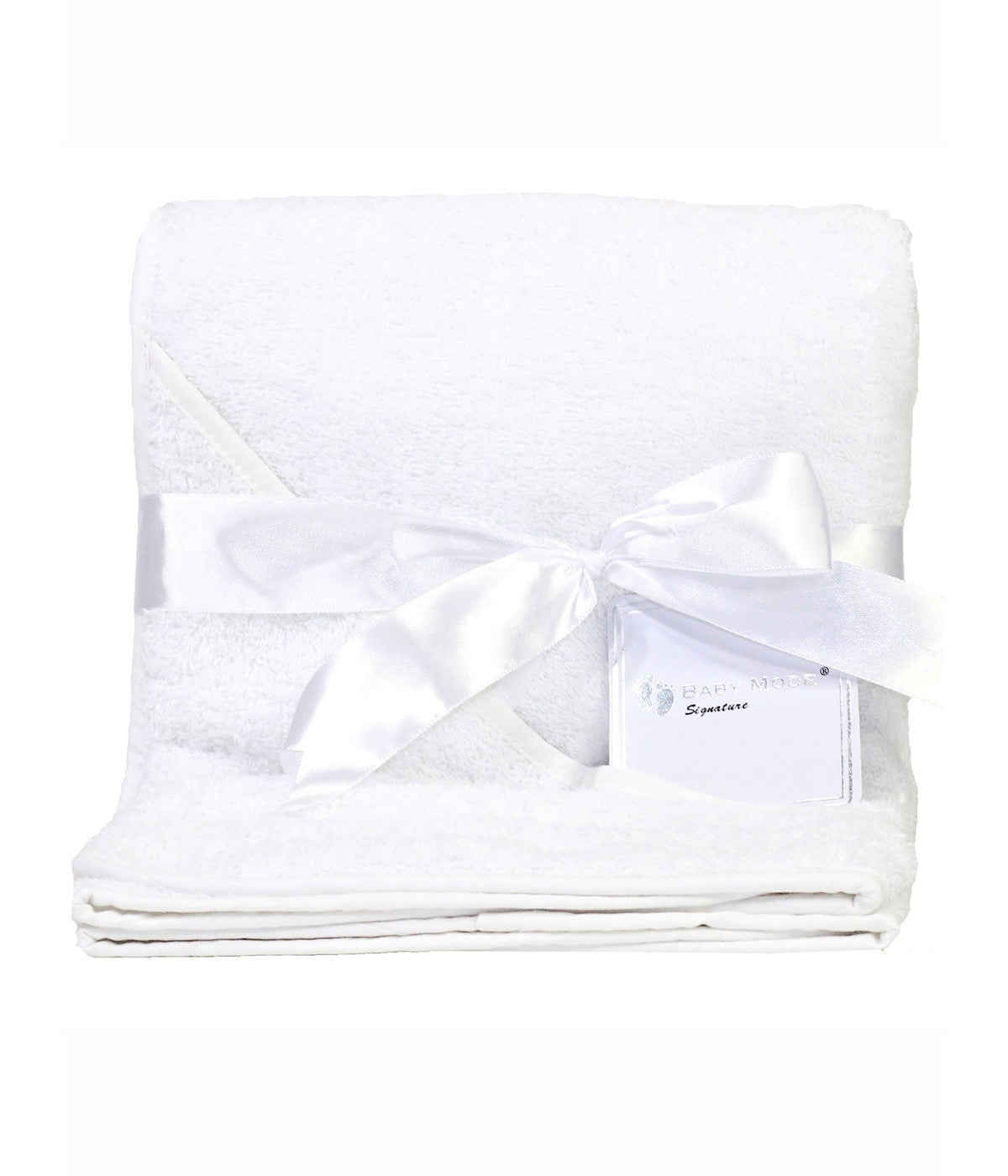  Jesse & Lulu Baby Boys and Girls Bath Towel with Piping White - White - Bonton