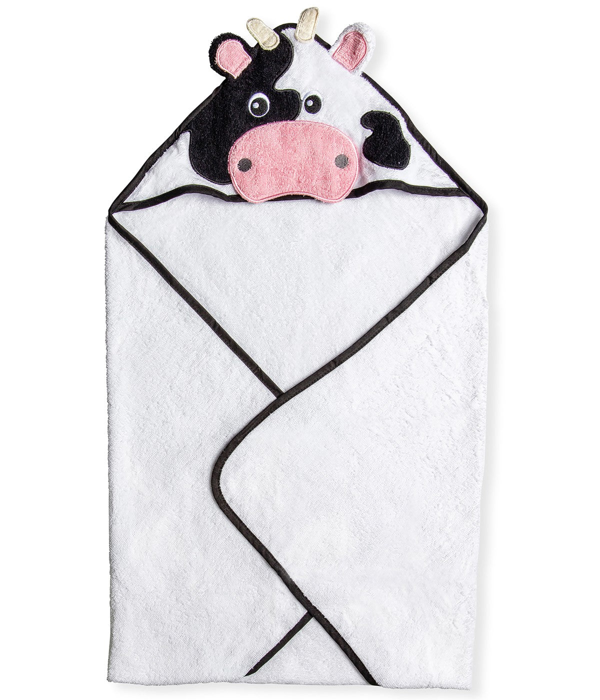  Jesse & Lulu Baby Boys and Girls Animal Hooded Bath Towel Pink Cow - Pink Cow - Bonton