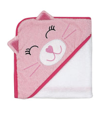 Baby Boys and Girls Kangaroo Hooded Bath Towel Pink Cat