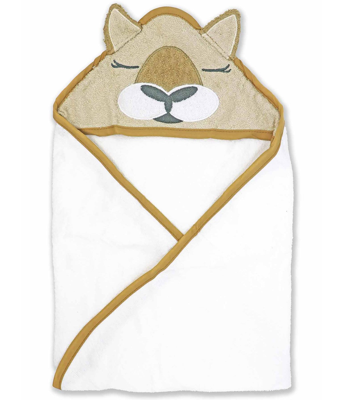  Jesse & Lulu Baby Girls Fawn Hooded Bath Towel Beige Kangaroo - Beige Kangaroo - Bonton