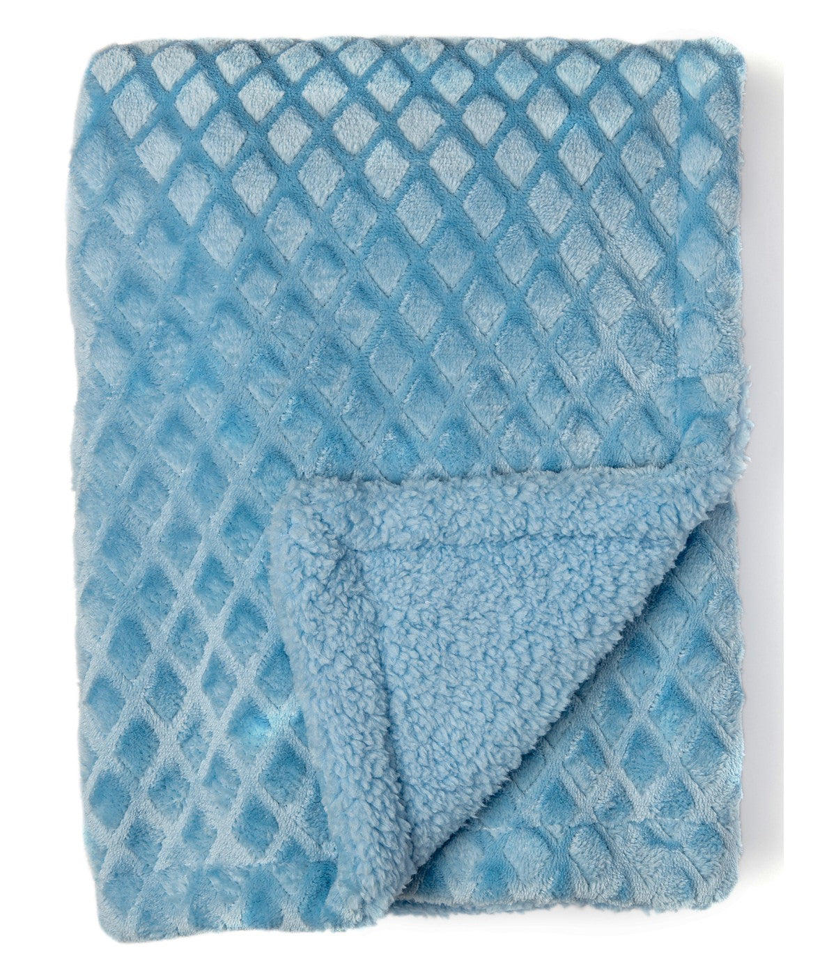  Jesse & Lulu Baby Boys and Baby Girls Diamond Plush Sherpa Baby Blanket Blue - Blue - Bonton