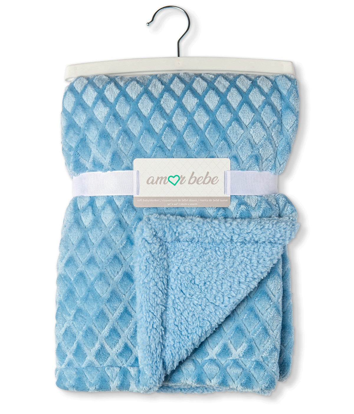  Jesse & Lulu Baby Boys and Baby Girls Diamond Plush Sherpa Baby Blanket Blue - Blue - Bonton