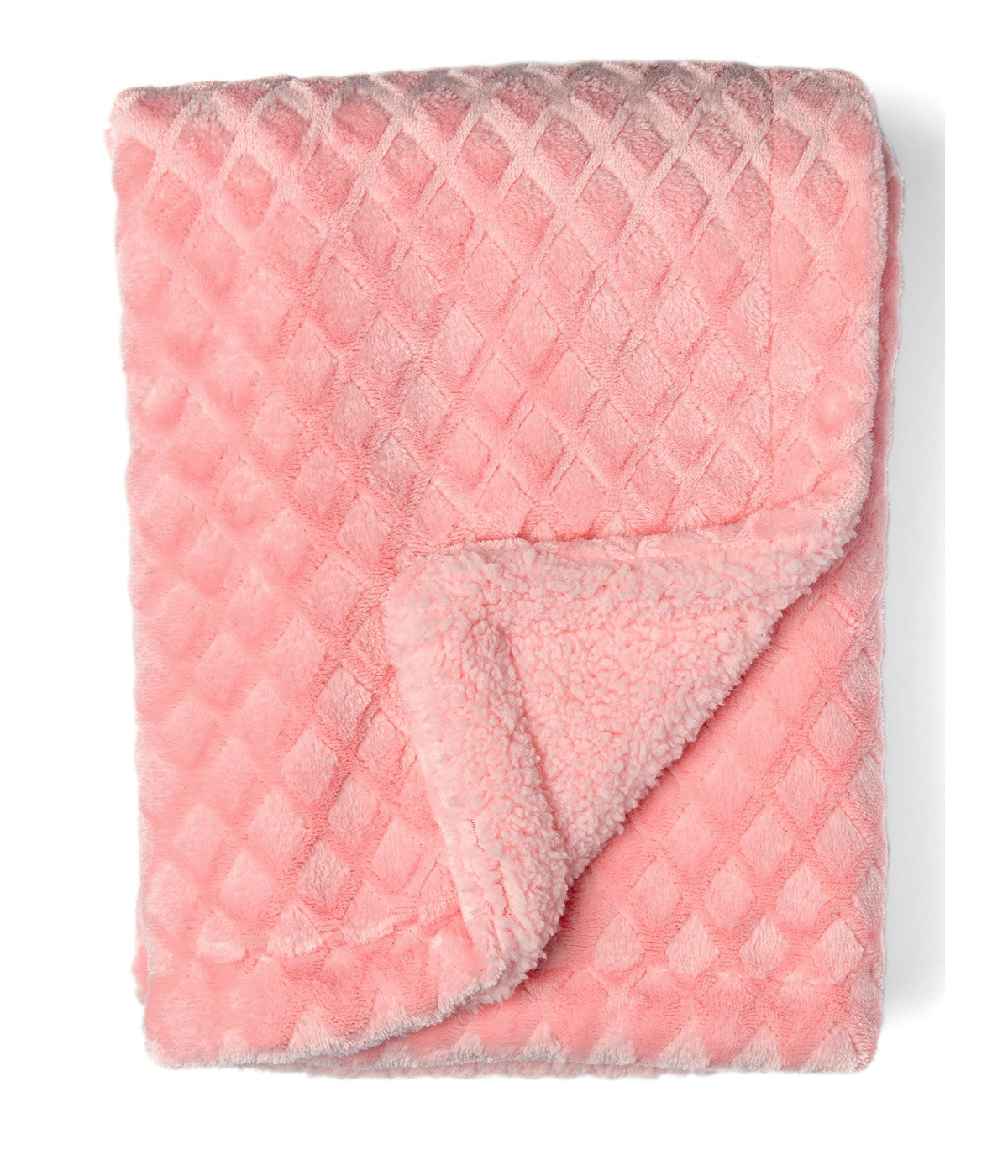  Jesse & Lulu Baby Boys and Baby Girls Diamond Plush Sherpa Baby Blanket Pink - Pink - Bonton