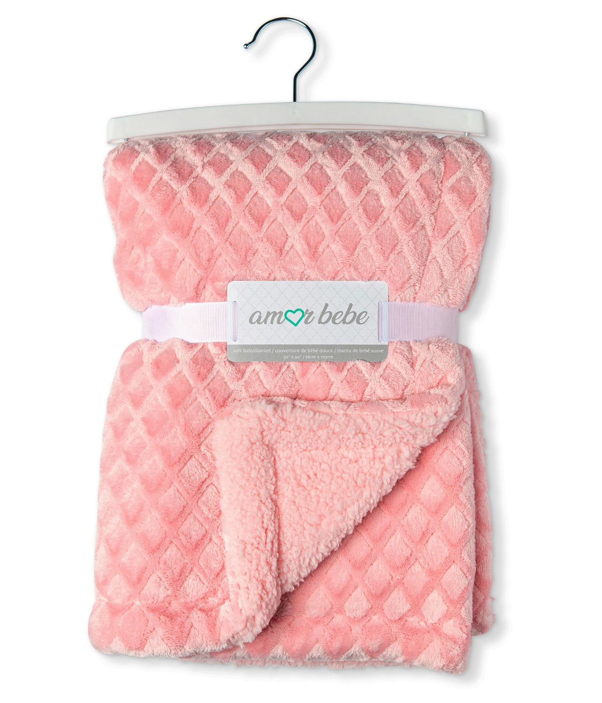  Jesse & Lulu Baby Boys and Baby Girls Diamond Plush Sherpa Baby Blanket Pink - Pink - Bonton