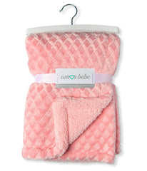 Baby Boys and Baby Girls Diamond Plush Sherpa Baby Blanket Pink