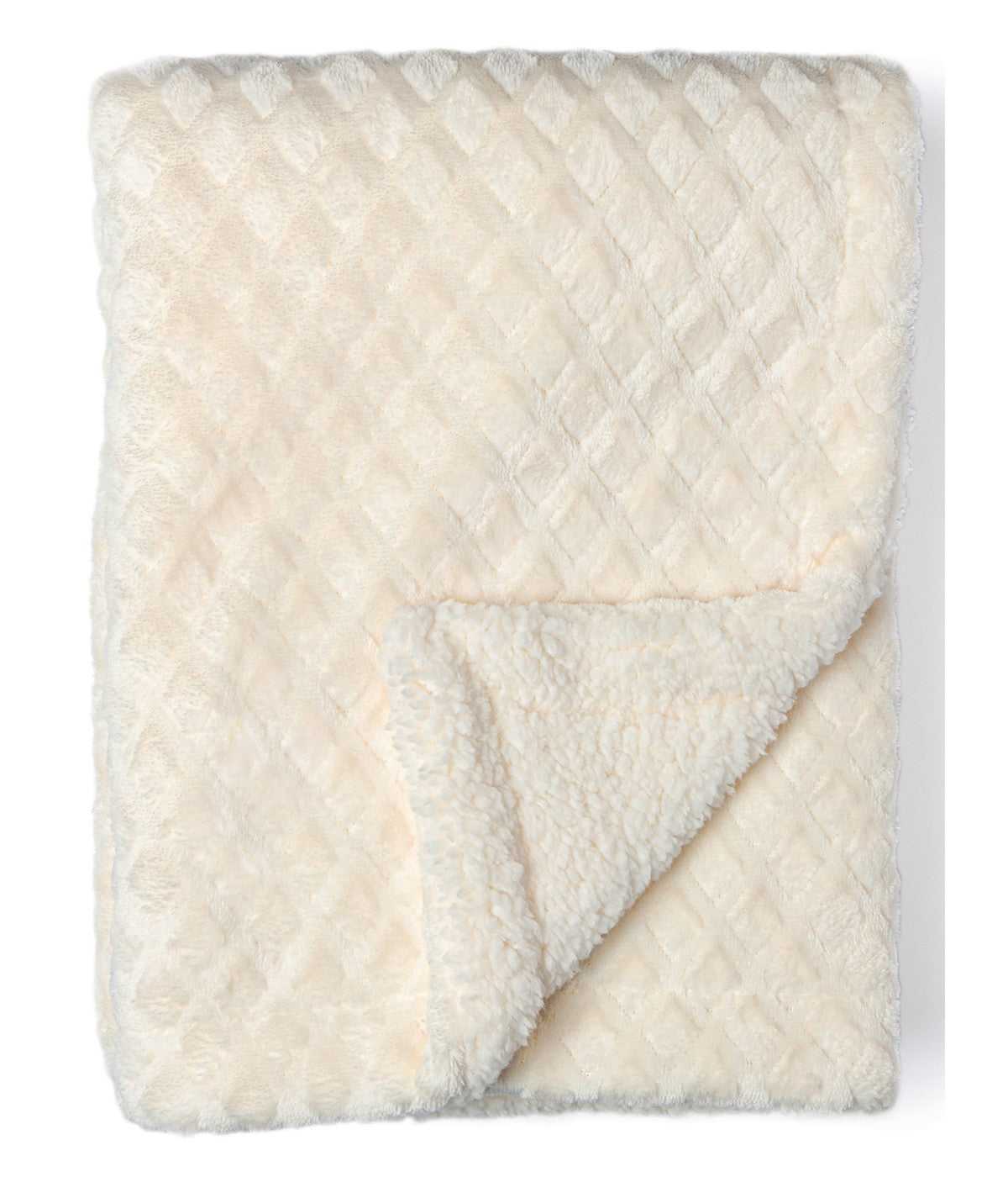  Jesse & Lulu Baby Boys and Baby Girls Diamond Plush Sherpa Baby Blanket Ecru - Ecru - Bonton