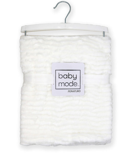 Baby Boys and Baby Girls Ridged Plush Baby Blanket White