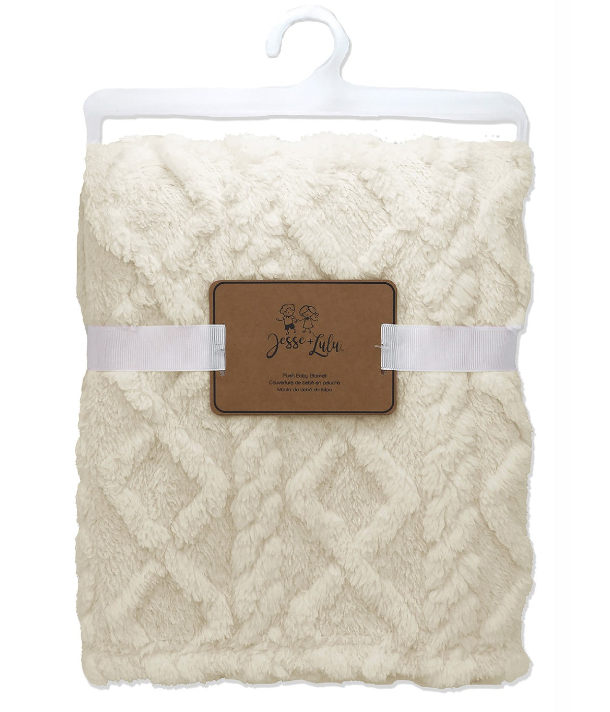  Jesse & Lulu Baby Boys and Baby Girls Sculpted Sherpa Baby Blanket Ivory - Ivory - Bonton