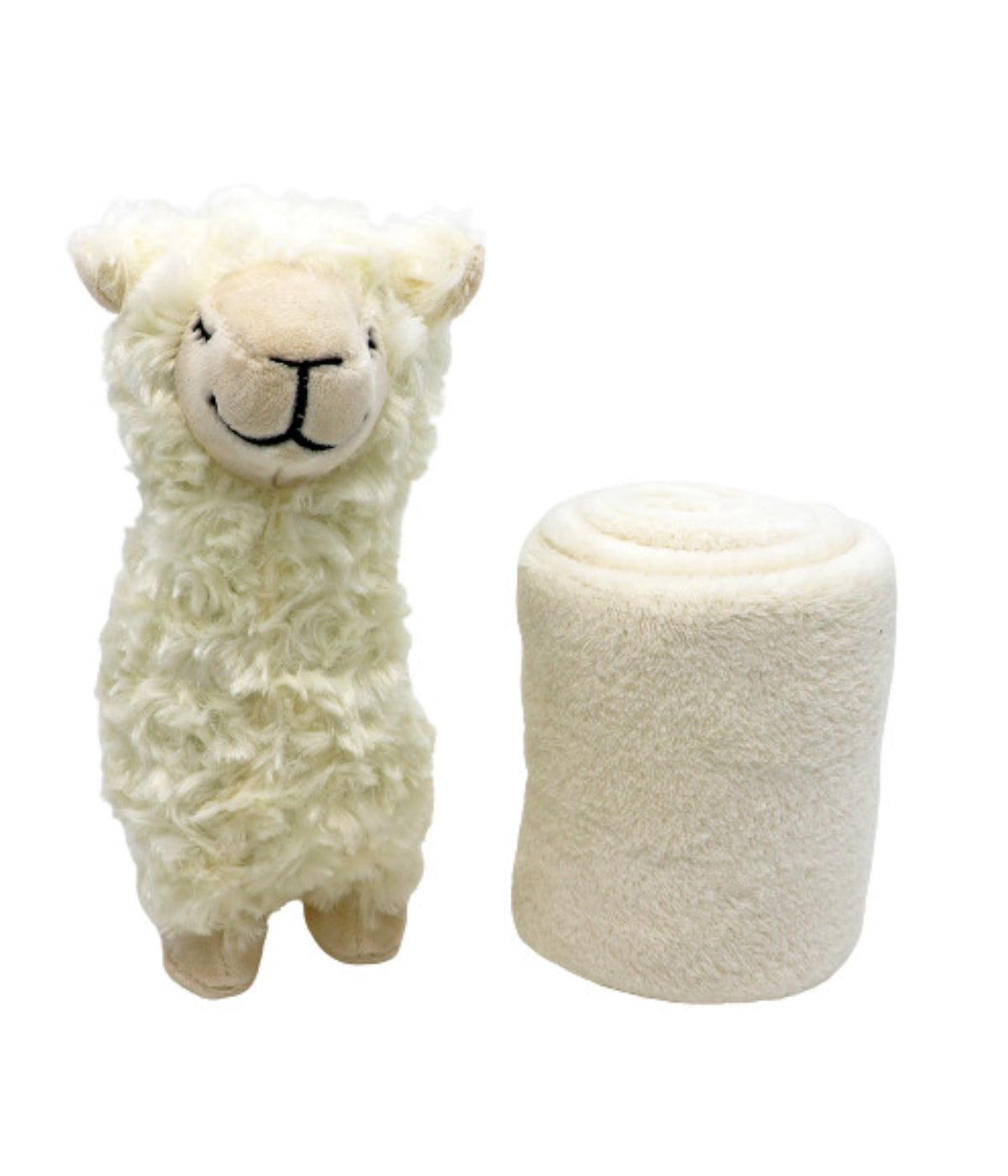 Boys and Girls Plush 2 Piece Set Animal with Blanket Cream Llama