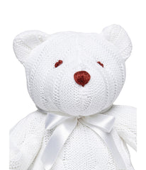 Baby Boys and Baby Girls Small Cable Knit Snuggle Bear White