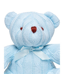 Baby Boys and Baby Girls Small Cable Knit Snuggle Bear Blue