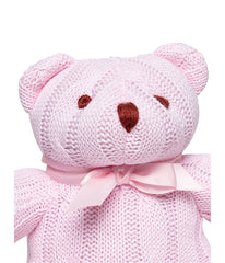 Baby Boys and Baby Girls Small Cable Knit Snuggle Bear Pink