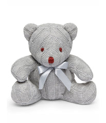 Baby Boys and Baby Girls Small Cable Knit Snuggle Bear Gray