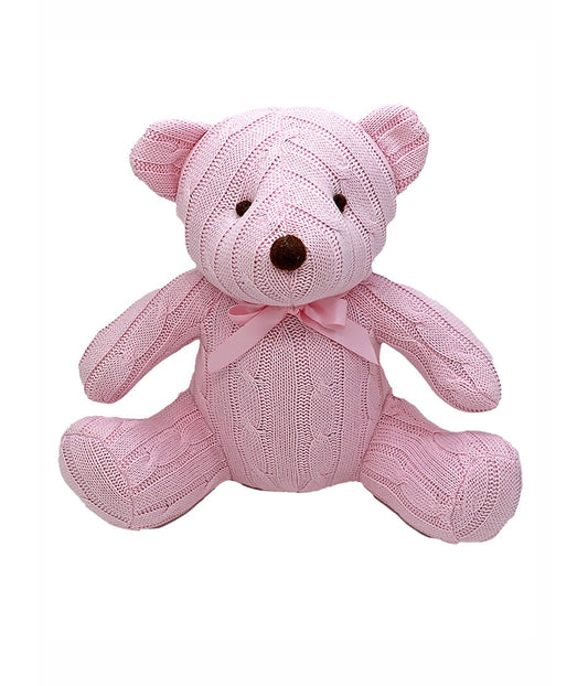 Baby Boys and Girls Large Cable Knit Bear Pink