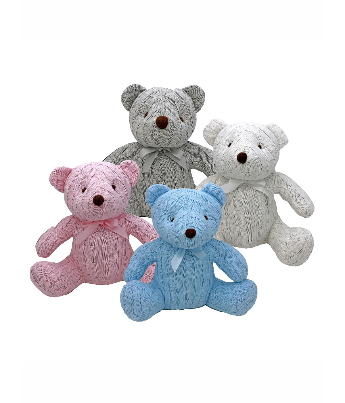 Baby Boys and Girls Large Cable Knit Bear Pink