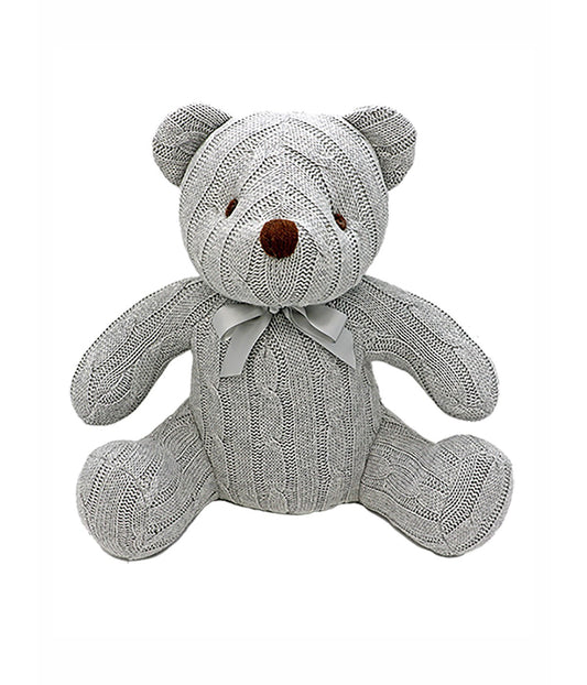 Baby Boys and Girls Large Cable Knit Bear Gray