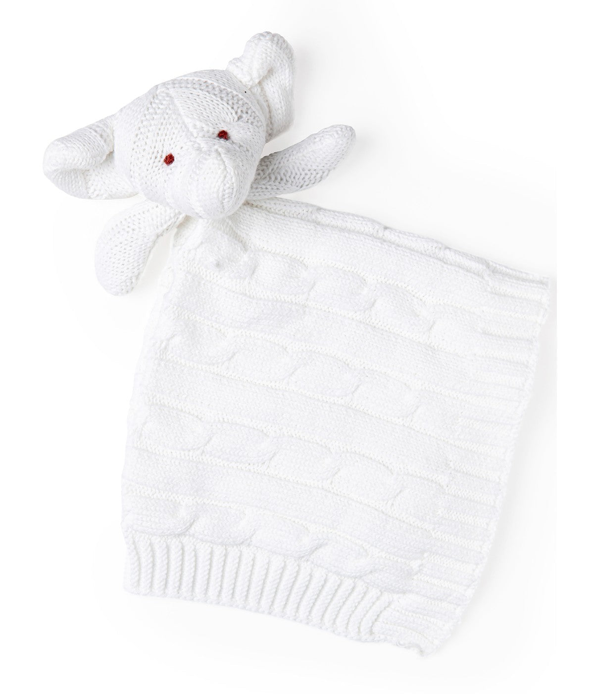  Jesse & Lulu Baby Boys and Baby Girls Knit Elephant Security Blanket White - White - Bonton