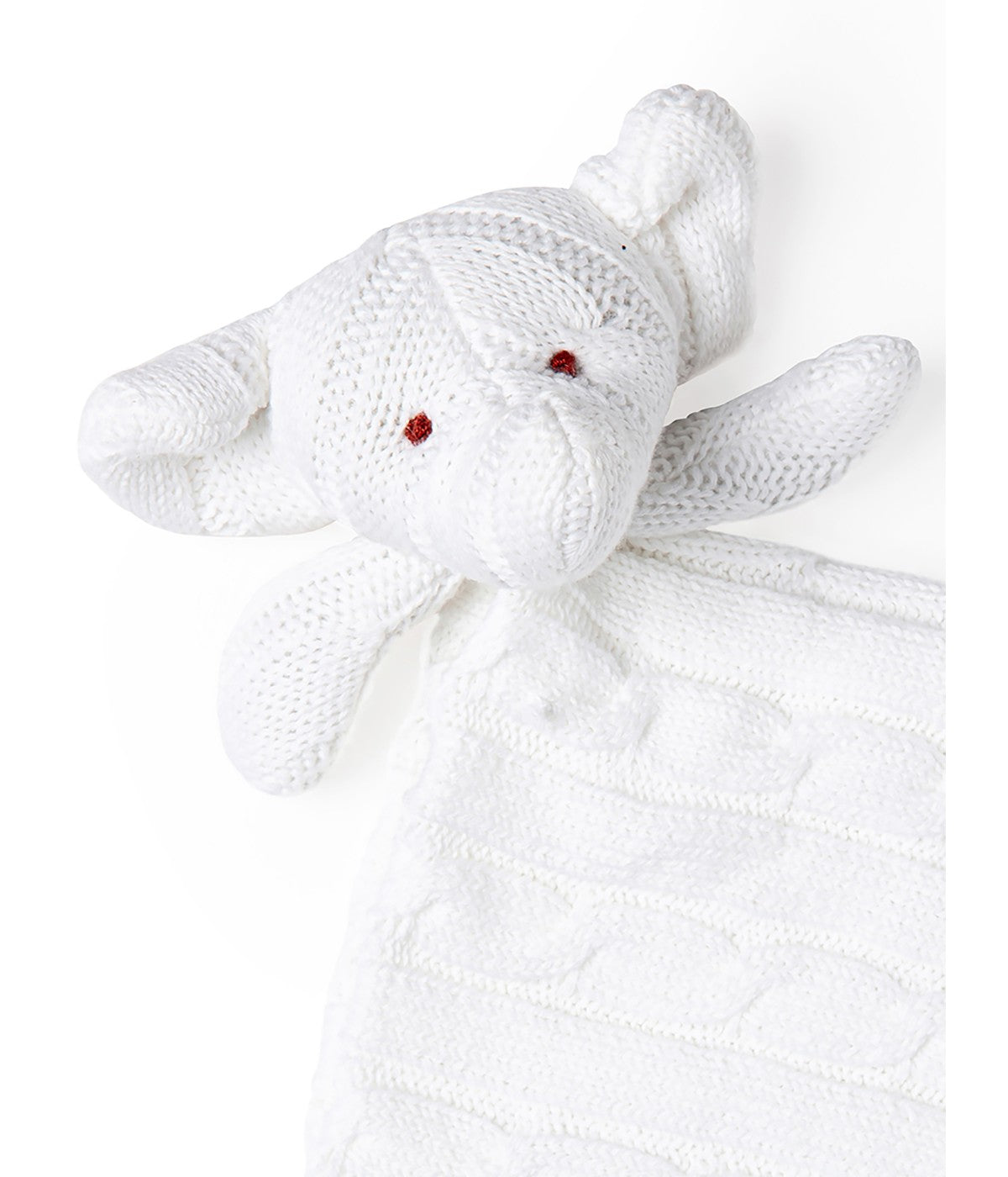  Jesse & Lulu Baby Boys and Baby Girls Knit Elephant Security Blanket White - White - Bonton